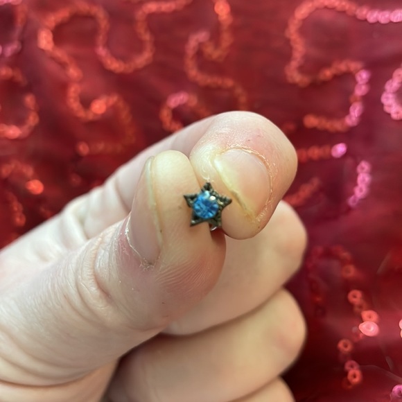 Jewelry - Star earrings with blue stone in the center. Comes with silver and rubber backs.